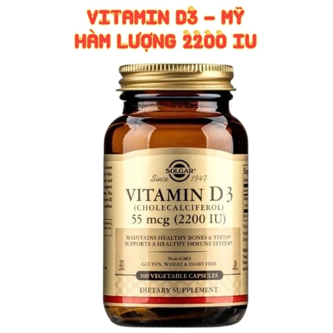 Solgar Viên Uống Bổ Sung Vitamin D3 2200 IU 100 Viên