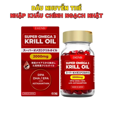 Eikenbi Viên Uống Dầu Cá Nhuyễn Thể Super Omega 3 Krill Oil 2000mg 60 Viên - Chính Ngạch Nhật Bản