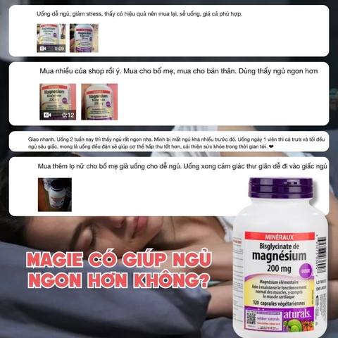 Webber Naturals Viên Uống Magie Magnesium Bisglycinate 200mg - Nhập Khẩu Chính Ngạch Canada
