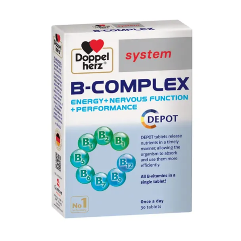 Doppelherz Viên Uống Aktiv B-Complex Hỗ Trợ Bổ Sung Vitamin Nhóm B, Giảm Mệt Mỏi Hộp 30 Viên