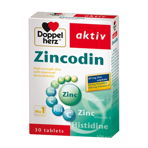 Doppelherz Viên Uống Zincodin Hỗ Trợ Bổ Sung Kẽm, Tăng Cường Sức Đề Kháng Hộp 30 Viên