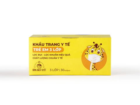 Bông Bạch Tuyết Khẩu Trang Trẻ Em 3 Lớp Hộp 30 Cái