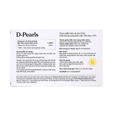 Pharma Nord Viên Uống D Pearls Bổ Sung Vitamin D 1000IU 80 Viên