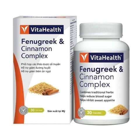 VitaHealth Viên Uống Fenugreek & Cinnamon Complex Hỗ Trợ Giảm Đường Huyết 30 Viên