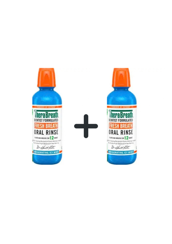Combo 2 Chai TheraBreath Nước Súc Miệng Icy Mint Hương Bạc Hà Sảng Khoái Không Cồn, Không Cay Rát Ngăn Ngừa Sâu Răng, Giảm Vôi Răng Cao Răng Chai 473ml