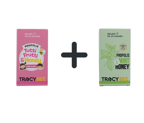 Combo Tracybee Xịt Keo Ong Xanh Vị Trái Cây + Bạc Hà Dạng Hỗ Trợ Trị Ho, Viêm Họng 20ml