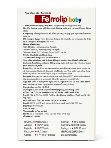 Ferrolip Baby Bổ Sung Sắt Dự Phòng Không Gây Nóng Cho Trẻ Lọ 30ml