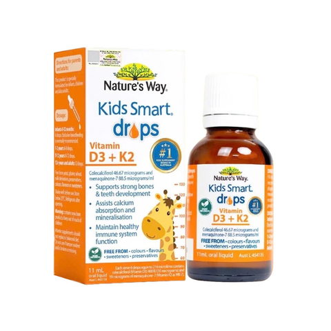 Nature's Way Kids Smart Dạng Giọt D3K2 Hỗ Trợ Hấp Thu Canxi Cho Xương Răng Chắc Khỏe Cho Trẻ 11ml