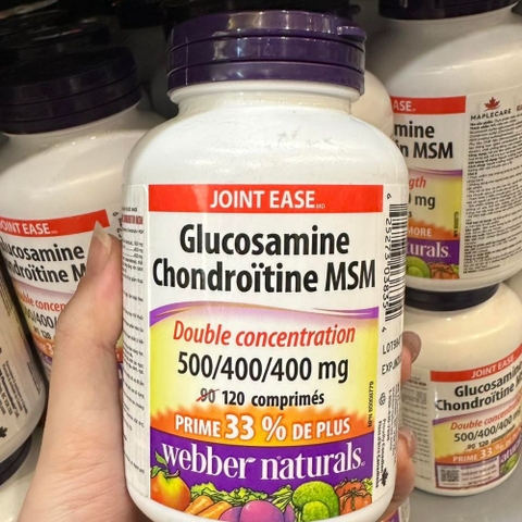 Webber Naturals Viên Uống Giảm Đau Khớp Và Sụn 120 Viên (Glucosamine Chondroitin MSM 500/400/400mg) - Chính Ngạch Canada