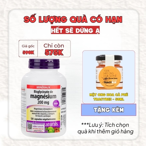 Webber Naturals Viên Uống Magie Magnesium Bisglycinate 200mg - Chính Ngạch Canada, Xuất VAT