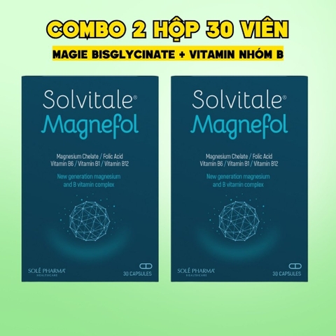 Combo 2 Hộp Solvitale Magnefol Viên Uống Magnesium Bisglycinate + Vitamin nhóm B (Hộp 30 Viên)