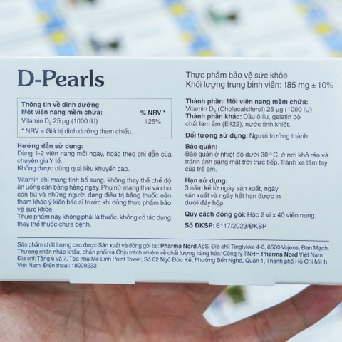 Pharma Nord Viên Uống D Pearls Bổ Sung Vitamin D 1000IU, 80 Viên - Đan Mạch