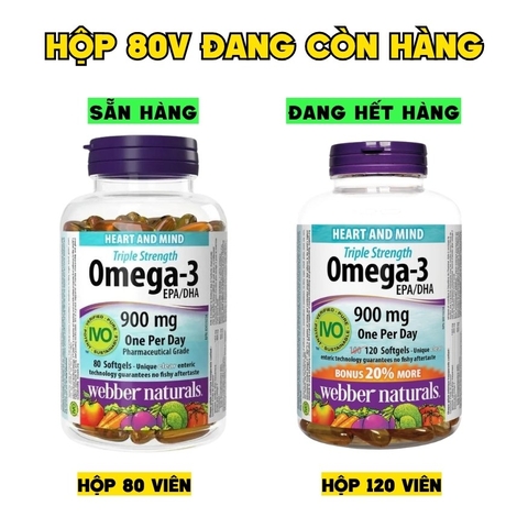 Webber Naturals Viên Uống Hỗ Trợ Tim Mạch, Não Triple Strength Omega 3 900mg EPA/DHA - Chính Ngạch, Xuất VAT