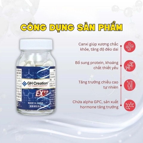 [SẴN HÀNG] GH Creation Viên Uống Hỗ Trợ Tăng Chiều Cao Ex+ (270 viên) - Chính Ngạch Nhật Bản