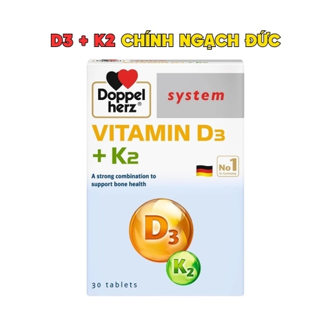 Doppelherz Viên Uống Bổ Sung Vitamin D3 + K2 (30 Viên) - Chính Ngạch Đức