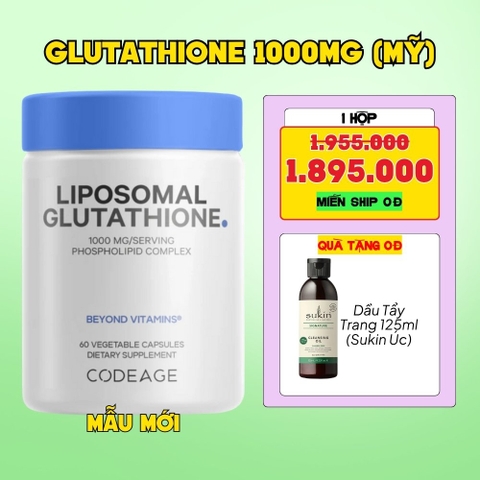 CodeAge Viên Uống Liposomal Glutathione 1000mg 60 Viên - Chính Ngạch Mỹ