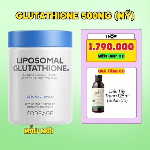 CodeAge Viên Uống Liposomal Glutathione 500mg 60 viên (Setria L-Glutathione) - Tinh Khiết Hơn