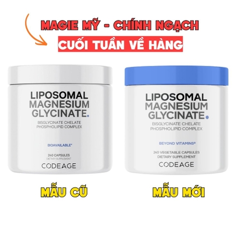 Codeage Viên Uống Liposomal Magnesium Magie Glycinate Hữu Cơ 240 Viên - Chính Ngạch Mỹ, Xuất VAT