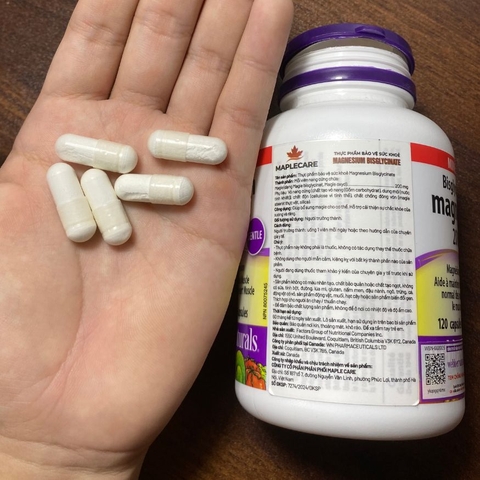 Webber Naturals Viên Uống Magie Magnesium Bisglycinate 200mg - Chính Ngạch Canada, Xuất VAT