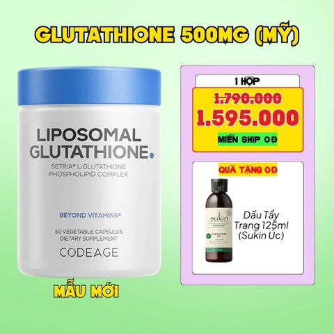 CodeAge Viên Uống Liposomal Glutathione 500mg 60 viên (Setria L-Glutathione) - Tinh Khiết Hơn
