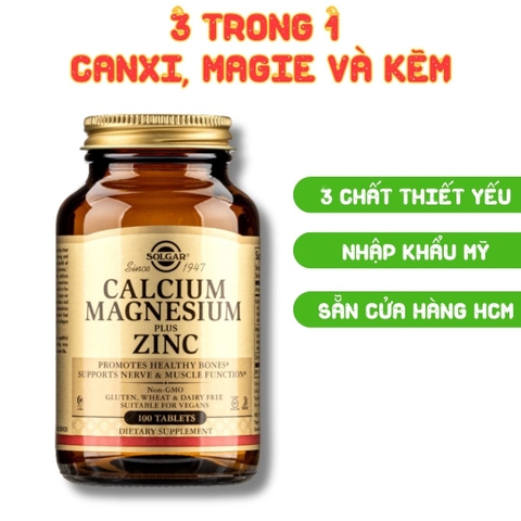 Solgar Viên Uống Calcium Magnesium Plus Zinc 100 Viên - Nhập Khẩu Chính Ngạch Mỹ
