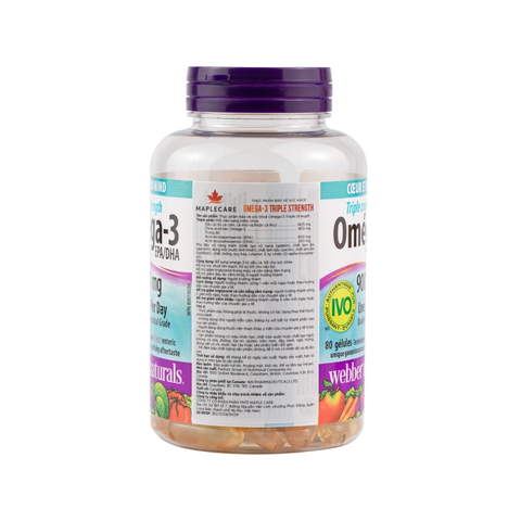 Combo 2 Hộp Webber Naturals Viên Uống Hỗ Trợ Tim Mạch, Não Triple Strength Omega 3 900mg EPA/DHA Hộp 80 Viên