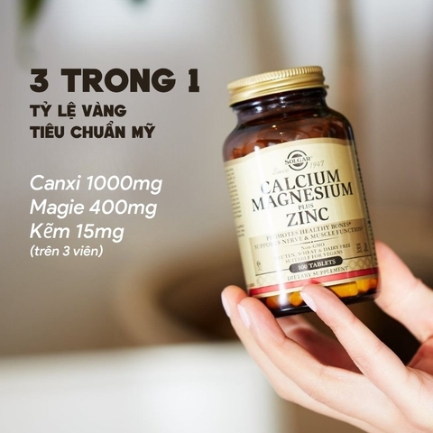 Solgar Viên Uống Calcium Magnesium Plus Zinc 100 Viên - Nhập Khẩu Chính Ngạch Mỹ