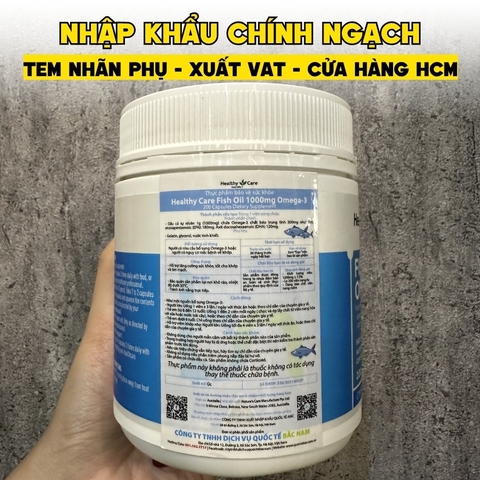 Healthy Care Viên Dầu Cá Bổ Sung Omega 3 Fish Oil 1000mg, Dùng Được Cho Trẻ - Chính Ngạch Úc