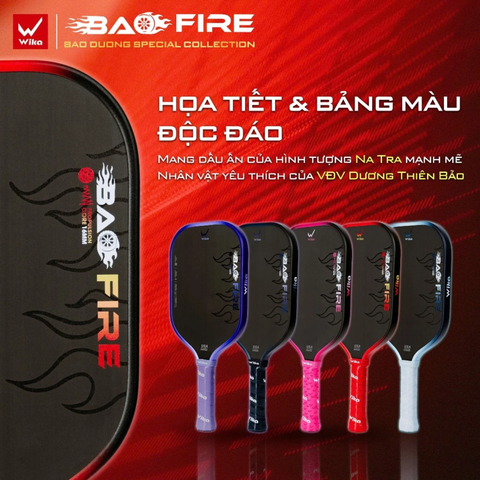 Wika Vợt Pickleball Bao Fire 16mm | 5 Màu |