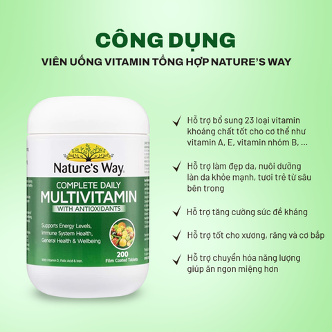 Combo 2 Hộp Vitamin Tổng Hợp Nature’s Way Complete Daily Multivitamin Úc 200 Viên