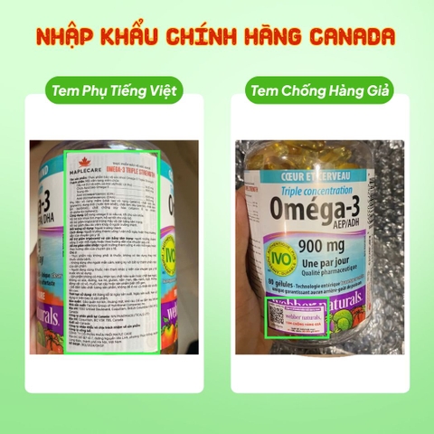 Combo 2 Hộp Webber Naturals Viên Uống Hỗ Trợ Tim Mạch, Não Triple Strength Omega 3 900mg EPA/DHA Hộp 120 Viên
