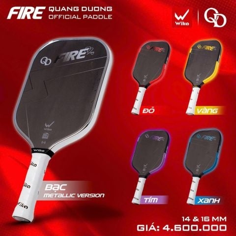 Wika Vợt Pickleball QD Fire Quang Dương 16mm | 5 Màu |