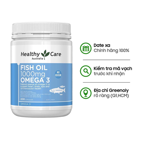 Healthy Care Viên Dầu Cá Bổ Sung Omega 3 Fish Oil 1000mg