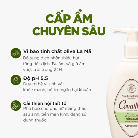 Cavailles L'intime Dung Dịch Vệ Sinh Phụ Nữ Hydratant 12H Cấp Ẩm Chuyên Sâu 250ml