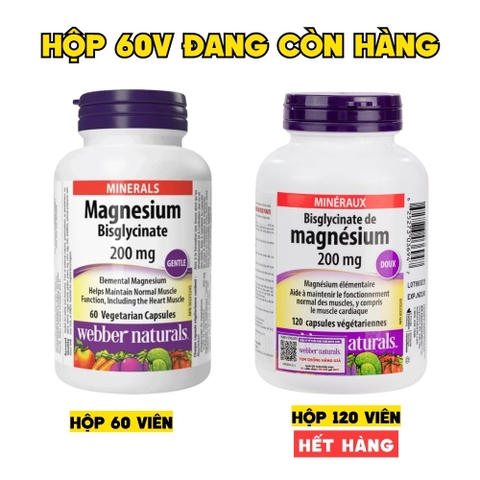 Webber Naturals Viên Uống Magie Magnesium Bisglycinate 200mg - Chính Ngạch Canada, Xuất VAT