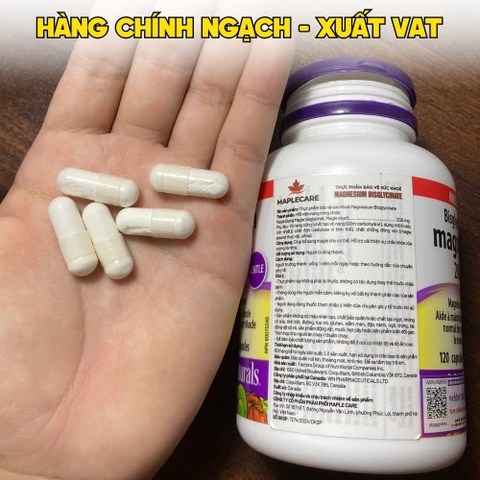 Combo 2 Hộp Webber Naturals Viên Uống Magie Dễ Dàng Hấp Làm Dịu Nhẹ Cho Hệ Tiêu Hóa Magnesium Bisglycinate 200mg - Hộp 120 Viên