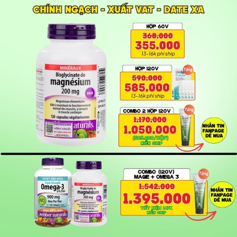Webber Naturals Viên Uống Magie Magnesium Bisglycinate 200mg - Chính Ngạch Canada, Xuất VAT