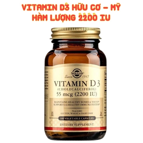 Solgar Viên Uống Bổ Sung Vitamin D3 2200 IU 100 Viên  - Chính Ngạch Mỹ