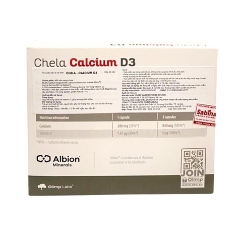 Olimp Labs Viên Uống Chela Canxi D3 280mg Bổ Sung Canxi Và Vitamin D3 Giảm Nguy Cơ Loãng Xương Hộp 30 Viên