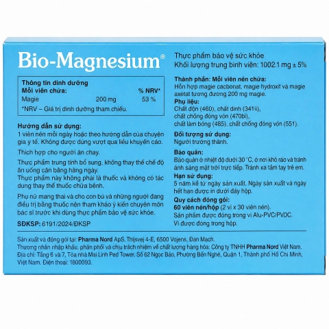 Pharma Nord  Viên Uống Bio - Magnesium Hỗ Trợ Cải Thiện Chức Năng Cơ, Duy Trì Xương Răng Chắc Khỏe 60 Viên