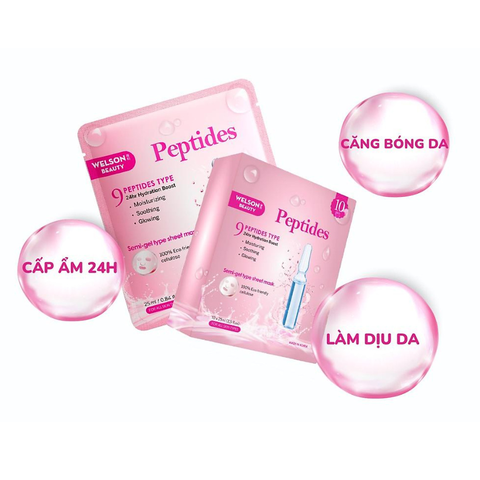 Welson Beauty Mặt Nạ Peptides Dưỡng Ẩm Căng Bóng Da Hộp 10 Miếng