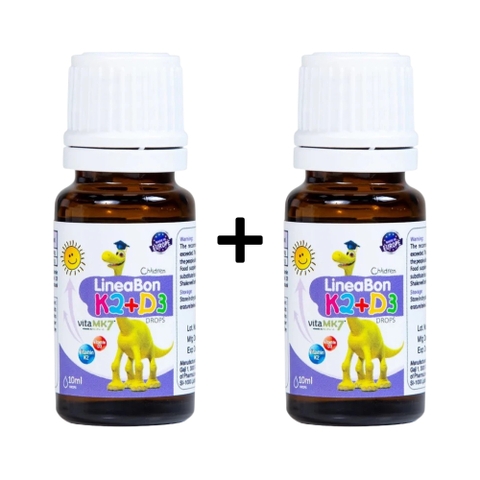 Combo 2 Hộp Lineabon K2 + D3 Dung Dịch Bổ Sung Vitamin Giúp Bé Ngủ Ngon, Tăng Chiều Cao Chai 10ml