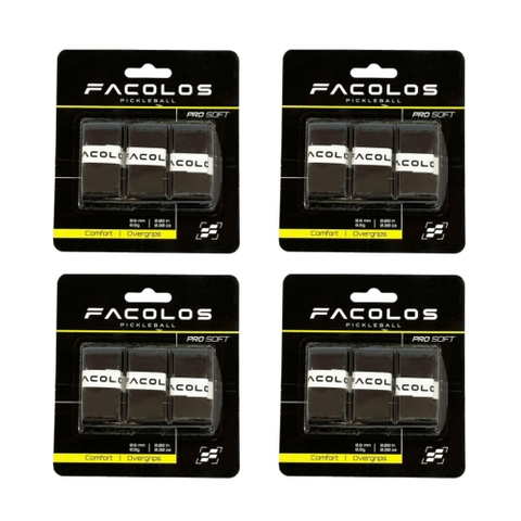 Combo 12 Cái Facolos Cuốn Cán Vợt Pickleball Pro Grips Màu Đen