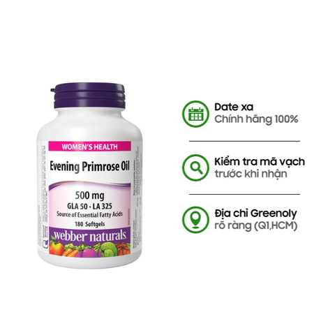 Webber Naturals Viên Uống Dầu Hoa Anh Thảo Bổ Sung Omega 6 Evening Primrose Oil GLA Hộp 180 viên