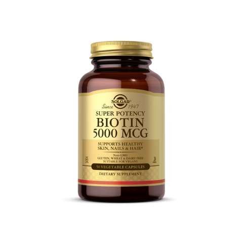 Solgar Viên Uống Super Potency Biotin 5000 MCG Hỗ Trợ Tóc, Móng, Da Khỏe Mạnh 50 Viên