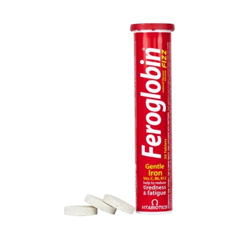 Vitabiotics Viên Nén Sủi Vị Cam Feroglobin Fizz Giúp Cơ Thể Tăng Tạo Máu, Tăng Năng Lượng, Giảm Mệt Mỏi Ống 20 viên