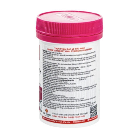 Swisse Ultiboost Viên Uống High Strength Cranberry Hỗ Trợ Sức Khỏe Đường Tiết Niệu Hộp