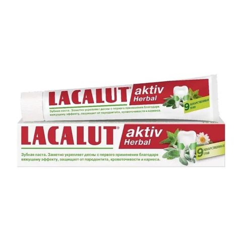 Lacalut Aktiv Herbal Kem Đánh Răng Thảo Dược Ngăn Ngừa Viêm Nướu, Tụt Lợi, Giảm Chảy Máu Chân Răng 75ml