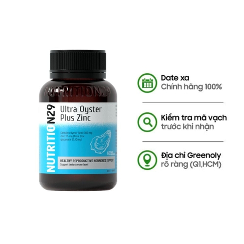 Nutrition29 N29 Uống Tăng Cường Sinh Lực, Đề Kháng Cho Nam Giới Ultra Oyster Plus Zinc 60 Viên