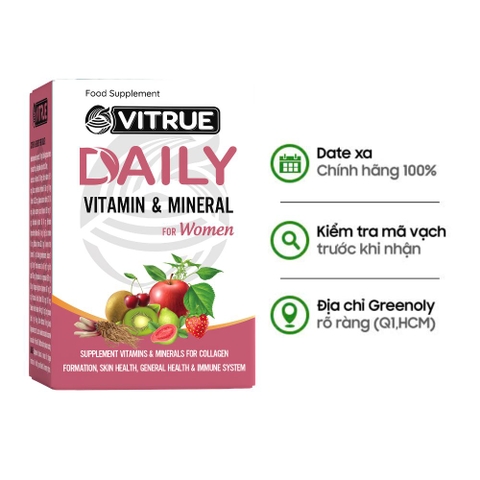 Vitrue Bổ Sung Vitamin Và Khoáng Chất Cho Nữ Daily Vitamin & Mineral For Women Hộp 60 Viên